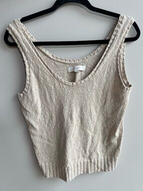 LOFT Cream Textured Knit Tank